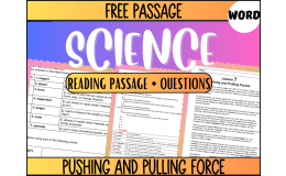 Free Reading Passage: Pushing and Pulling Forces (Word)
