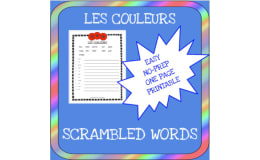 French: Colors Scrambled Words Worksheet