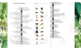 French Crossword Puzzle Jungle Animals - Animaux de la Jungle