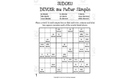 French: DEVOIR Futur Simple Sudoku