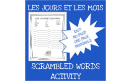 French: Months and Days Scrambled Words Activity