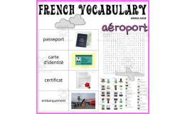 French Vocabulary Flash Cards Crossword Wordsearch Anagram AIRPORT