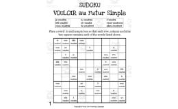 French: VOULOIR Futur Simple Sudoku