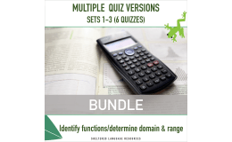 Functions Domain & Range Quiz - Multiple Versions Bundle