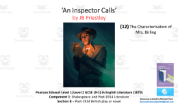 GCSE Literature: (12) ‘An Inspector Calls’ – The Characterisation of Mrs. Birling
