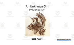 GCSE Poetry Lesson: ‘An Unknown Girl’ by Moniza Alvi