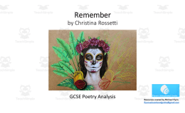 GCSE Poetry Lesson: ‘Remember’ by Christina Rossetti
