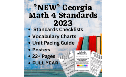 Georgia 4th Grade Math Standards 2023 Posters Checklists & Vocab