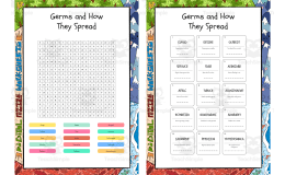 Germs and How They Spread word search, scramble and crossword puzzle