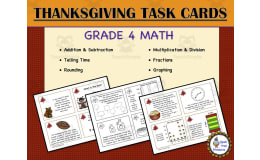 Grade 4 Thanksgiving Math Task Cards