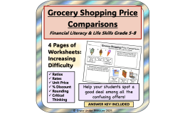 Grocery Shopping Math – Financial Literacy Grades 5-8 Price Comparison