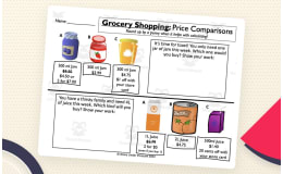 Grocery Shopping Math – Financial Literacy Grades 5-8 Price Comparison