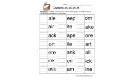 H Digraphs Worksheet - Word Bank