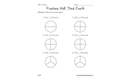 Halves, Thirds, and Fourths – Fractions Worksheet