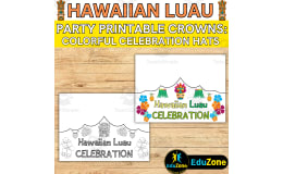 Hawaiian Luau Party Crowns: Printable Colorable Classroom Celebration!