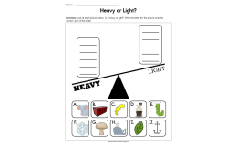 Heavy or Light Worksheet