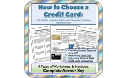 High School Financial Literacy: How to Pick a Credit Card Worksheets