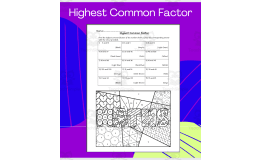 Highest Common Factor Color by Number Activity