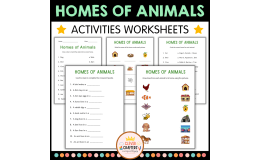 Homes of Animals Activity Worksheets for Grade 2, 3, 4