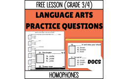 Homophones Sample - Vocabulary Grade 3-4 (Docs)