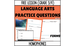 Homophones Sample - Vocabulary Grade 3-4 (Forms)