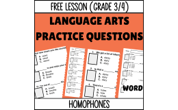 Homophones Sample - Vocabulary Grade 3-4 (Word)