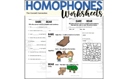 Homophones Worksheets: Bare Bear