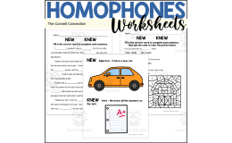 Knew vs New Homophones – Worksheet Pack