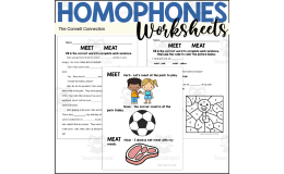 Homophones Worksheets – Meet vs Meat Pack