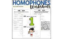 Homophones Worksheets: One Won