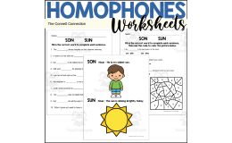 Son vs Sun Homophones – Worksheet Pack
