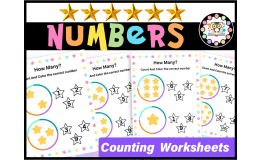 How many? Numbers to 10 Count and Color Worksheets Printables