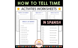How to Tell Time Practice Activities Worksheets in Spanish for Grade 1