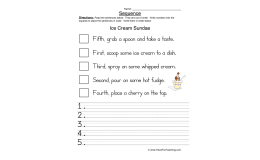Ice Cream Sundae Sequence Worksheet