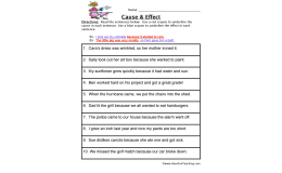 Identifying Cause and Effect Worksheet