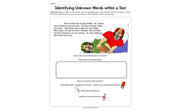 Identifying Unknown Words in a Text Worksheet