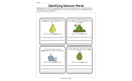 Identifying Unknown Words Worksheet