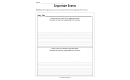 Important Events Worksheet