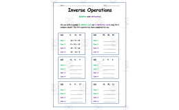 Inverse Operations Addition and Subtraction Worksheet