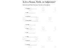 is it a noun verb or adjective worksheet