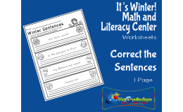 It's Winter! Kindergarten Math & Literacy Center: Correct the Sentences