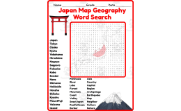 Japan Map Geography Word Search 2rd 3th 4th 5th Grade worksheet