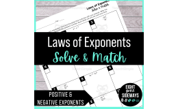 Laws of Exponents - Solve + Match Worksheet