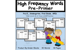 Learning My High Frequency Words - Pre-Primer-Word Practice