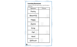 Learning Synonyms Worksheet