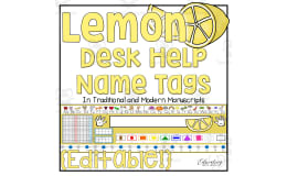 Lemon Themed Name Tags, Editable Desk Help Name Tags