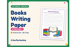Library Worksheet: Books Writing Paper – 1st Grade Lined Paper