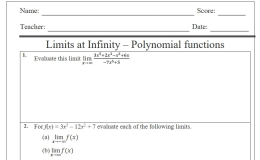 Limits at infinity - Polynomial functions. Worksheet