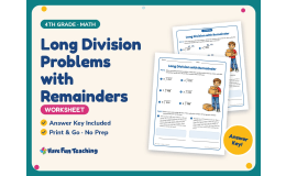 Long Division Problems with Remainders Worksheet – 4th Grade Math