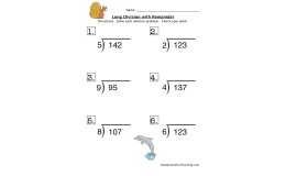 Long Division Problems with Remainders Worksheet